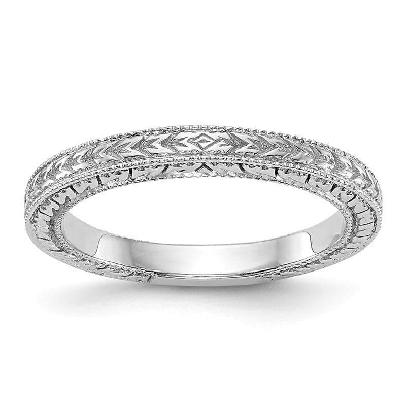 14K White Gold Etched Wedding Band - Seattle Gold Grillz