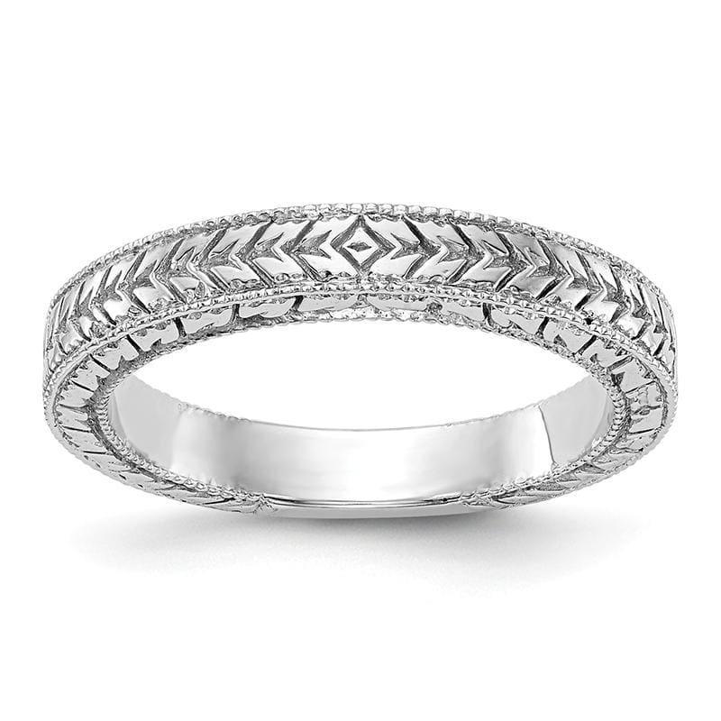 14K White Gold Etched Wedding Band - Seattle Gold Grillz