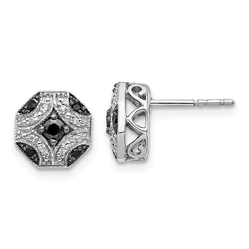 14k White Gold Fancy White & Black Diamond Post Earrings - Seattle Gold Grillz