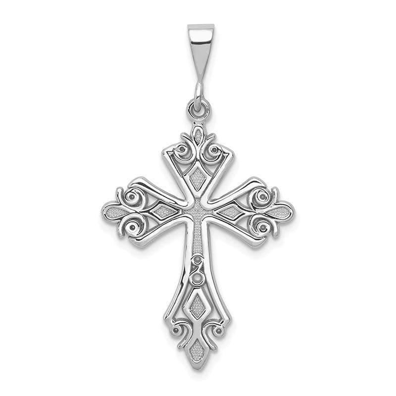 14k White Gold Fleur De Lis Cross Pendant - Seattle Gold Grillz