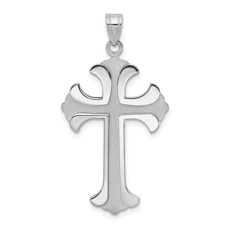 14k White Gold Fleur De Lis Cross Pendant. Weight: 2.2, Length: 35, Width: 20 - Seattle Gold Grillz