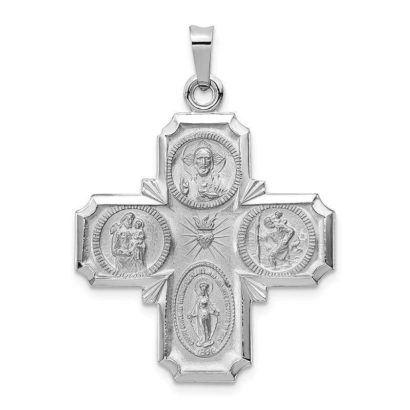 14k White Gold Four Way Medal Pendant. Weight: 3.23, Length: 36, Width: 25 - Seattle Gold Grillz