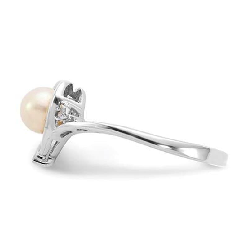 14K White Gold Freshwater Cultured Pearl And Diamond Ring - Seattle Gold Grillz