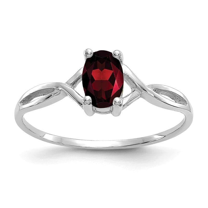 14k White Gold Garnet Birthstone Ring - Seattle Gold Grillz