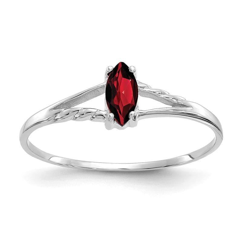 14k White Gold Garnet Birthstone Ring - Seattle Gold Grillz