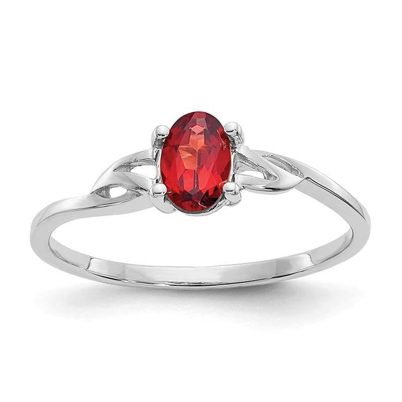 14k White Gold Garnet Birthstone Ring - Seattle Gold Grillz