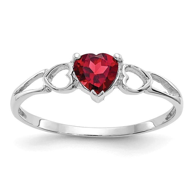 14k White Gold Garnet Birthstone Ring - Seattle Gold Grillz