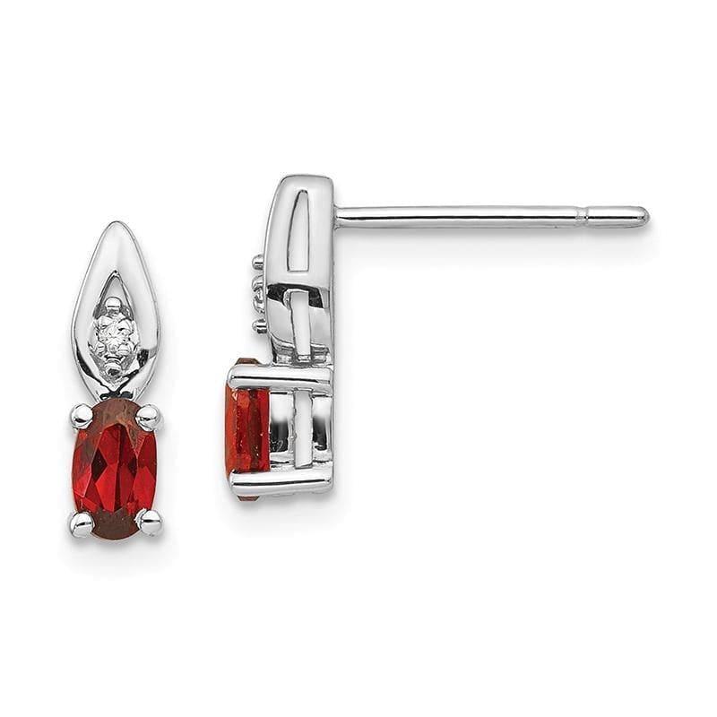 14k White Gold Garnet Diamond Earring - Seattle Gold Grillz