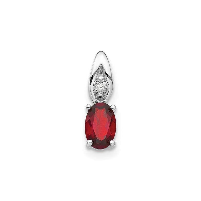 14k White Gold Garnet Diamond Pendant - Seattle Gold Grillz