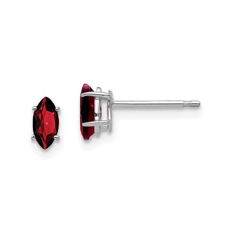 14k White Gold Garnet Marquise Stud Earring - Seattle Gold Grillz