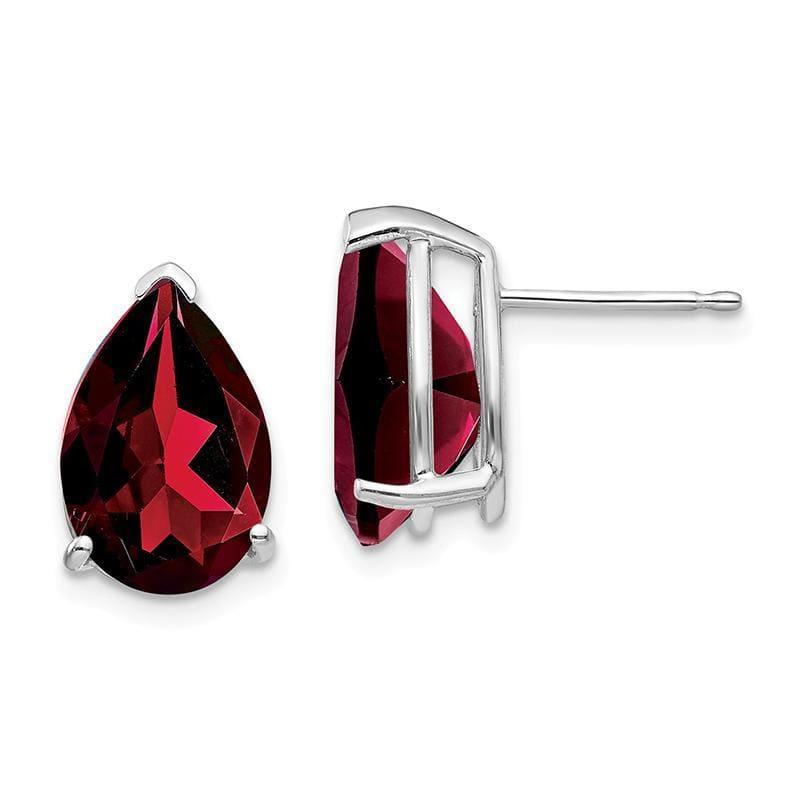 14k White Gold Garnet Pear Stud Earrings - Seattle Gold Grillz