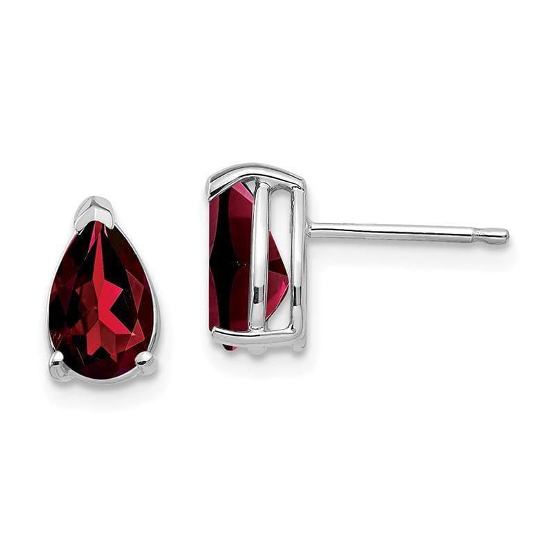 14k White Gold Garnet Pear Stud Earrings - Seattle Gold Grillz