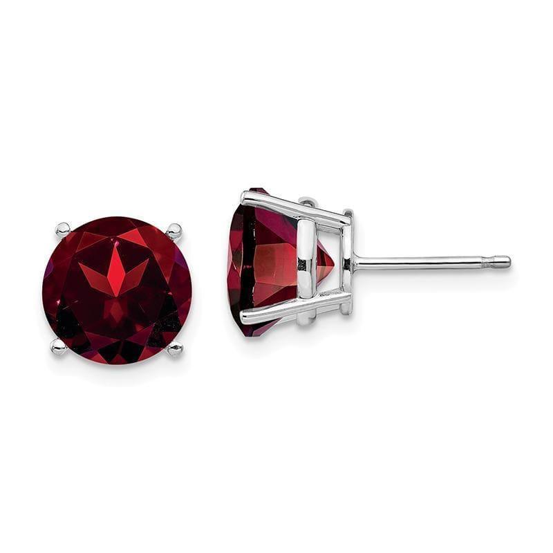 14k White Gold Garnet Round Stud Earrings - Seattle Gold Grillz