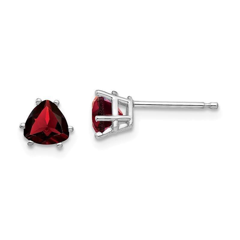 14k White Gold Garnet Trillion Stud Earrings - Seattle Gold Grillz