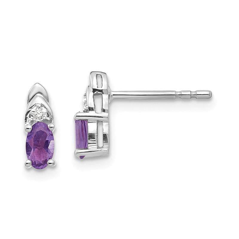 14k White Gold Genuine Amethyst Diamond Earring - Seattle Gold Grillz