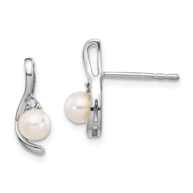 14k White Gold Genuine FW Cultured Pearl Diamond Earring - Seattle Gold Grillz