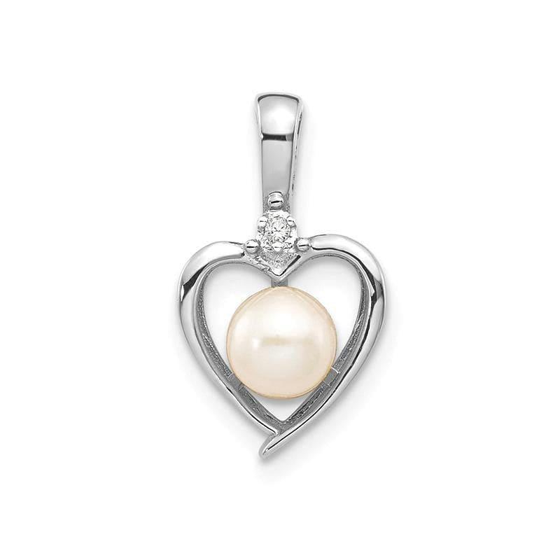 14k White Gold Genuine FW Cultured Pearl Diamond Pendant - Seattle Gold Grillz