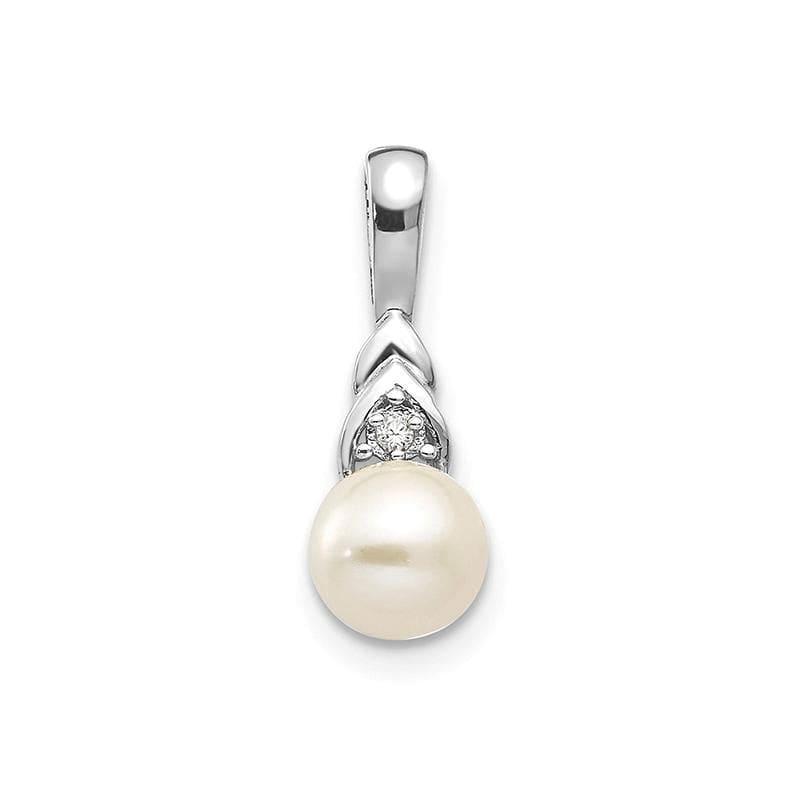 14k White Gold Genuine FW Cultured Pearl Diamond Pendant - Seattle Gold Grillz