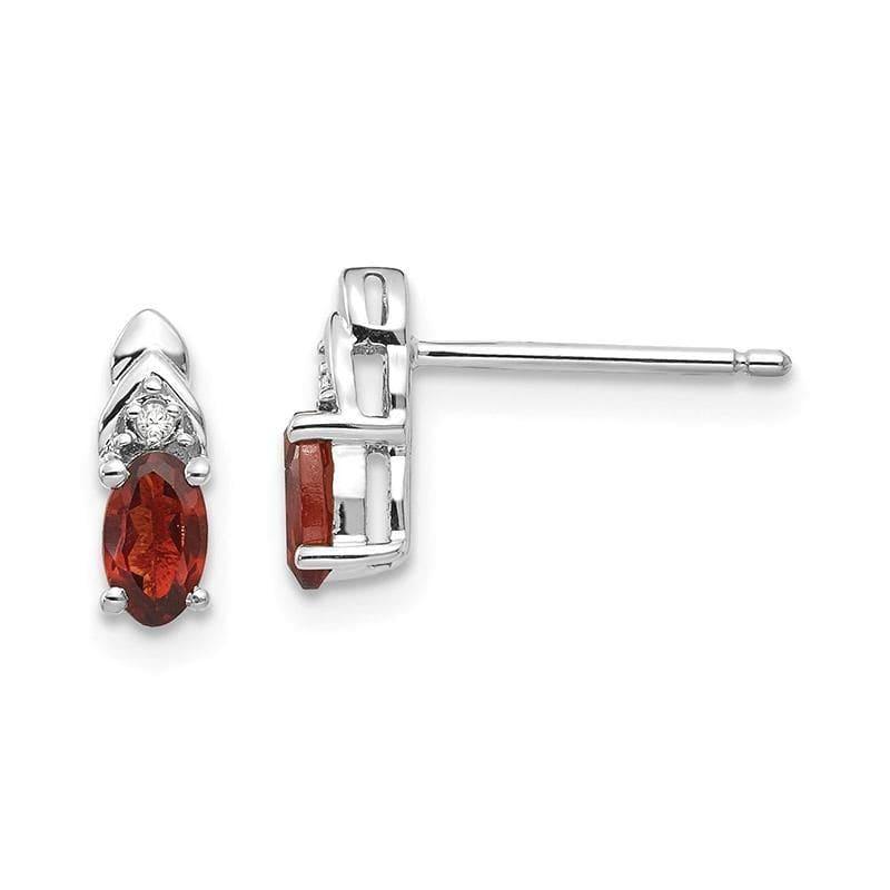 14k White Gold Genuine Garnet Diamond Earring - Seattle Gold Grillz