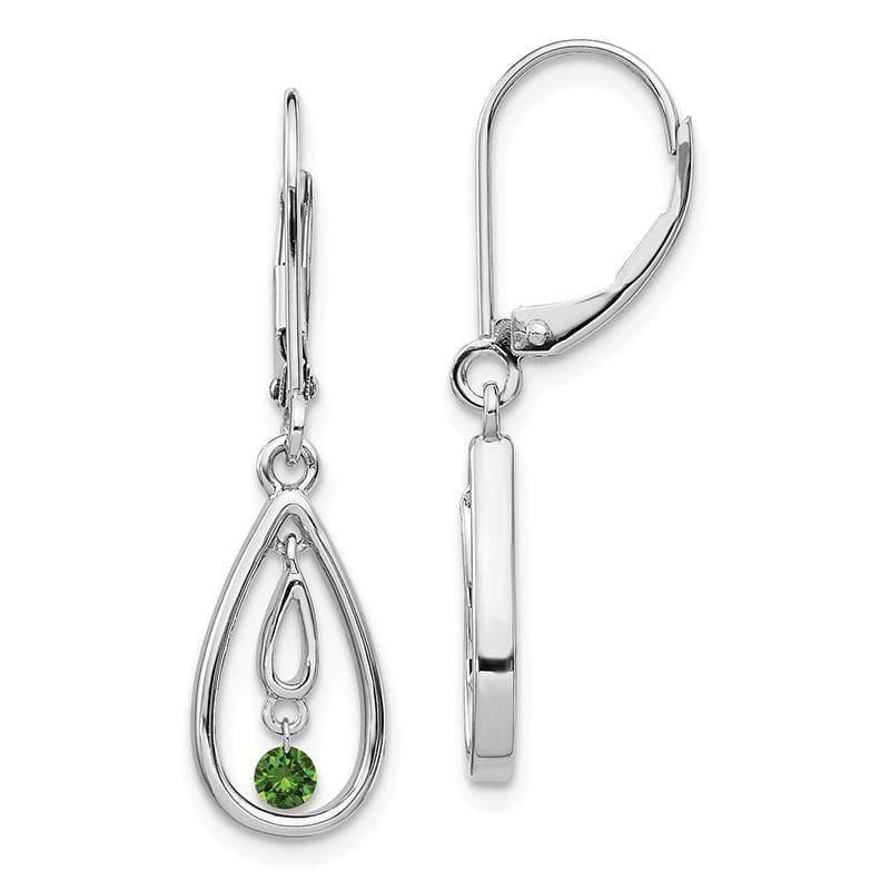 14k White Gold Green Diamond Leverback Earrings - Seattle Gold Grillz