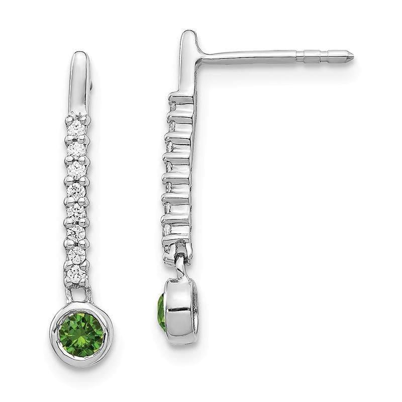 14k White Gold Green-White Diamond Earrings - Seattle Gold Grillz