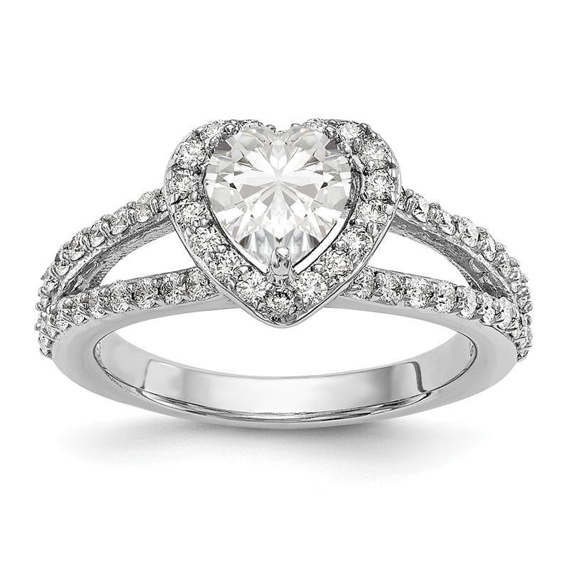 14K White Gold Heart Halo Engagement Ring Mounting - Seattle Gold Grillz