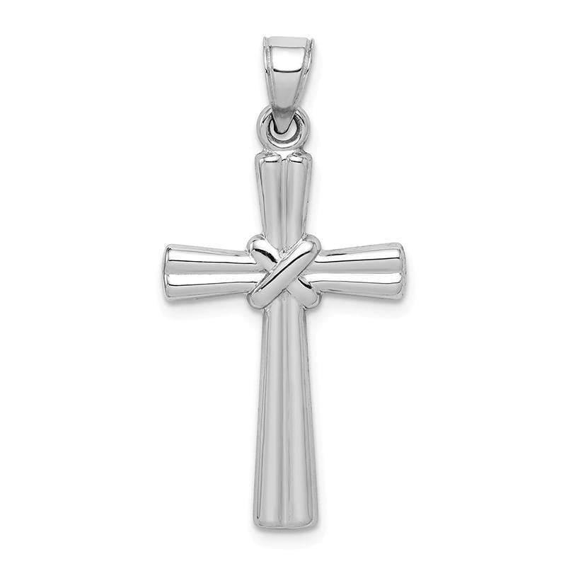 14k White Gold Hollow Cross Pendant. Weight: 0.96, Length: 34, Width: 17 - Seattle Gold Grillz