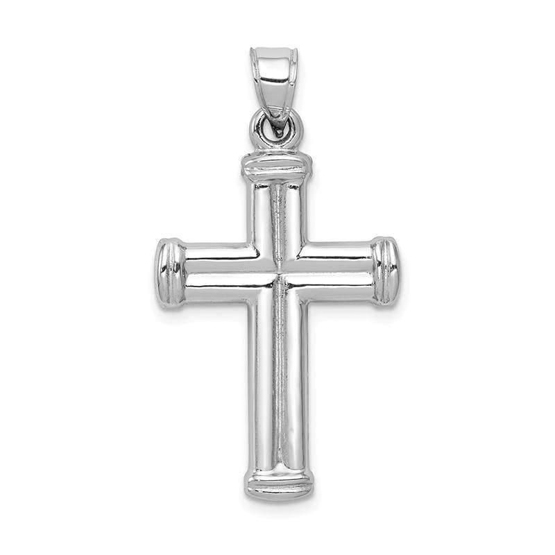 14k White Gold Hollow Cross Pendant. Weight: 1.31, Length: 35, Width: 19 - Seattle Gold Grillz