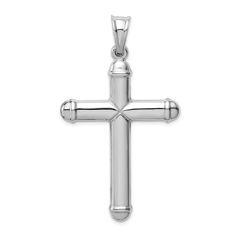 14k White Gold Hollow Cross Pendant. Weight: 2.6, Length: 57, Width: 32 - Seattle Gold Grillz