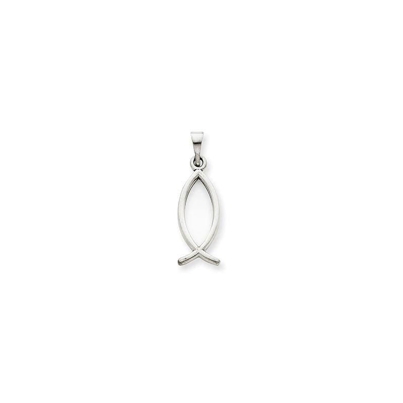 14k White Gold Ichthus Fish Pendant - Seattle Gold Grillz