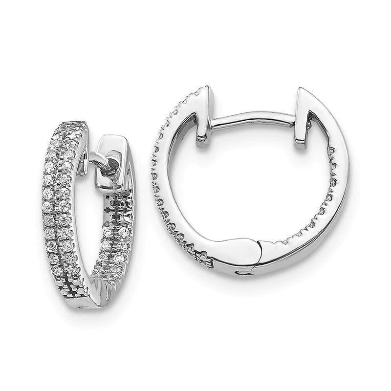 14k White Gold In & Out Diamond Hinged Hoop Earrings. 0.16ctw - Seattle Gold Grillz