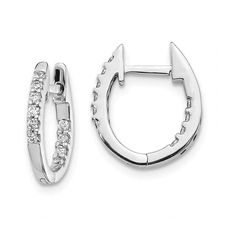 14k White Gold In & Out Diamond Hinged Hoop Earrings. 0.25ctw - Seattle Gold Grillz