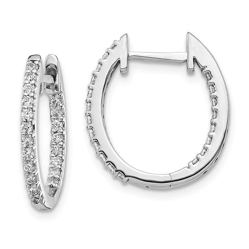 14k White Gold In & Out Diamond Hinged Hoop Earrings. 0.50ctw - Seattle Gold Grillz