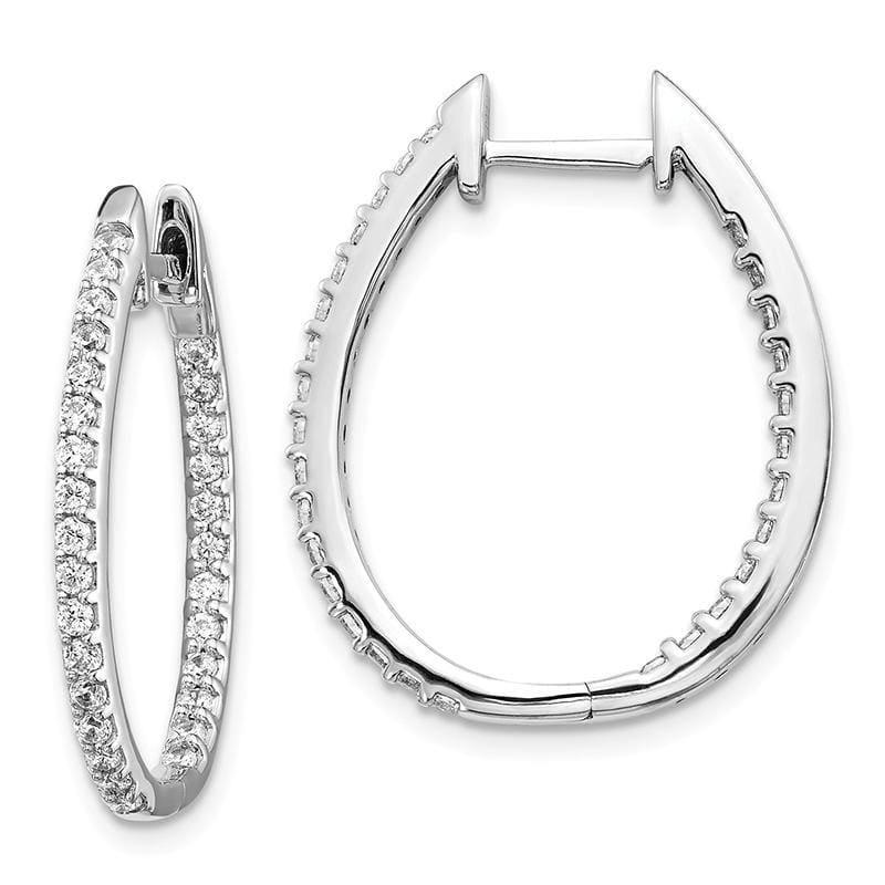 14k White Gold In & Out Diamond Hinged Hoop Earrings. 0.75ctw - Seattle Gold Grillz