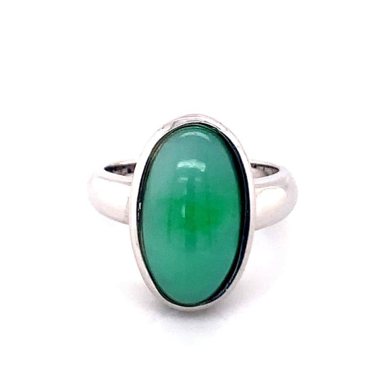 14k White Gold Jade Ring - Seattle Gold Grillz