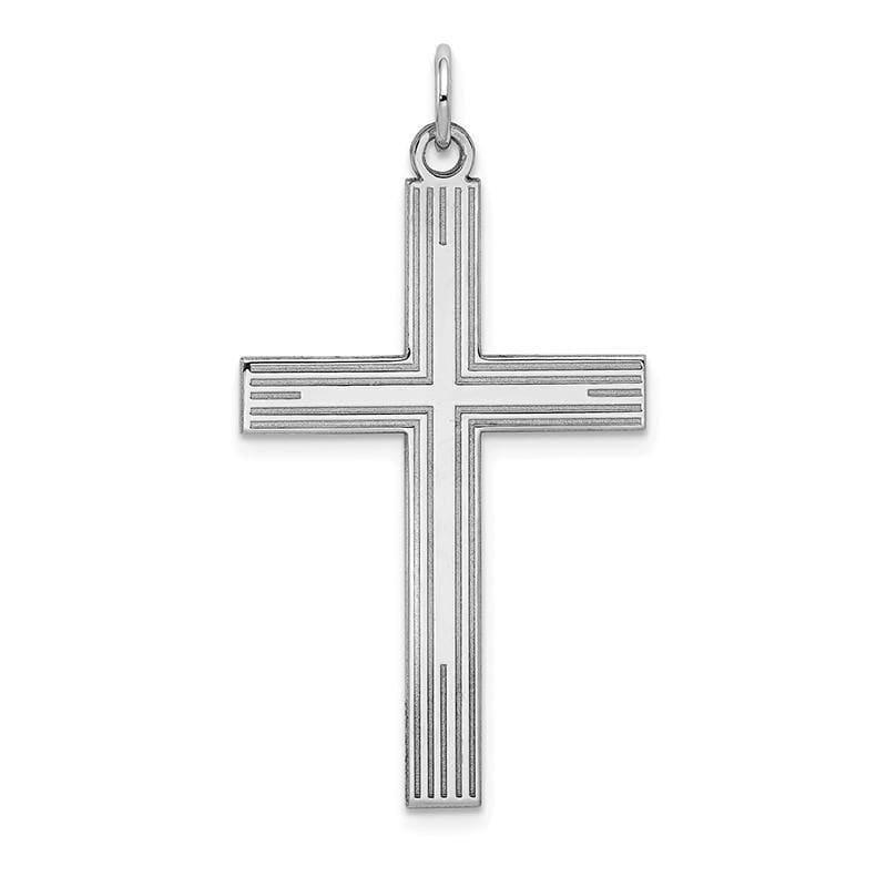 14K White Gold Laser Designed Cross Pendant - Seattle Gold Grillz