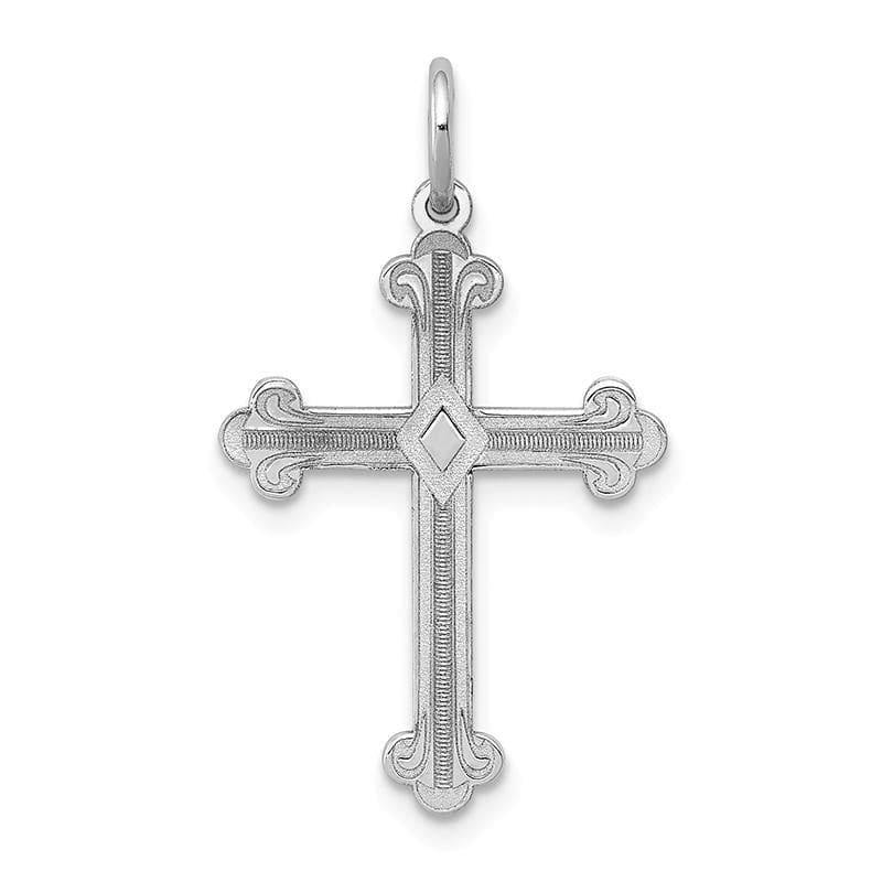14K White Gold Laser Designed Cross Pendant - Seattle Gold Grillz