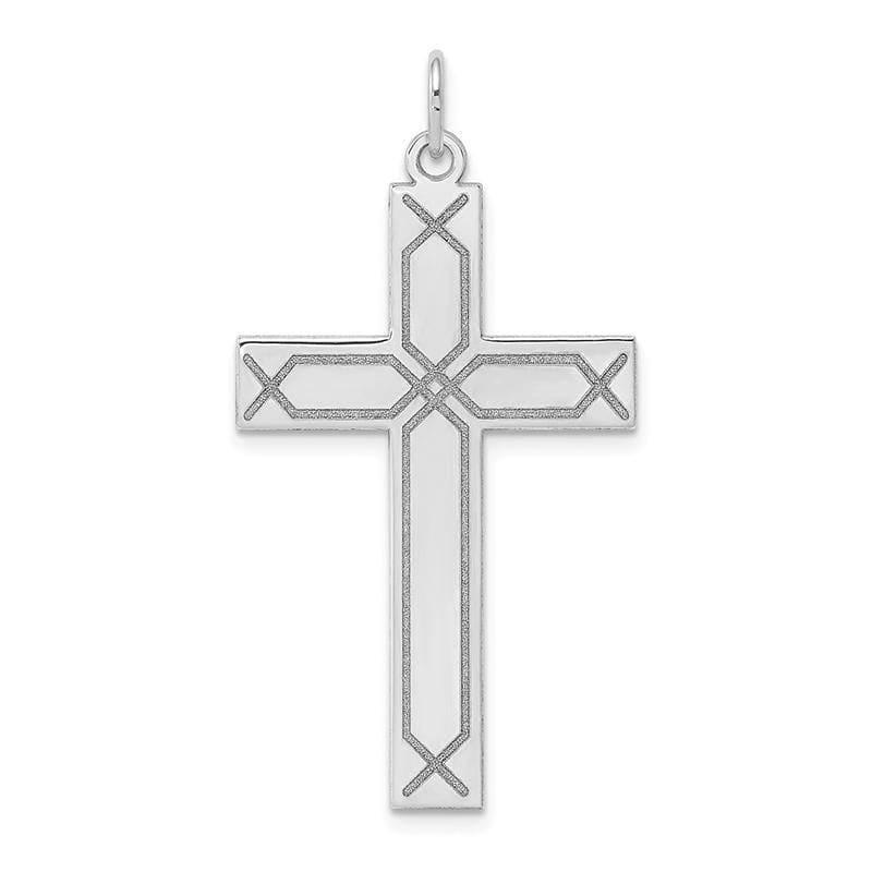 14K White Gold Laser Designed Cross Pendant - Seattle Gold Grillz