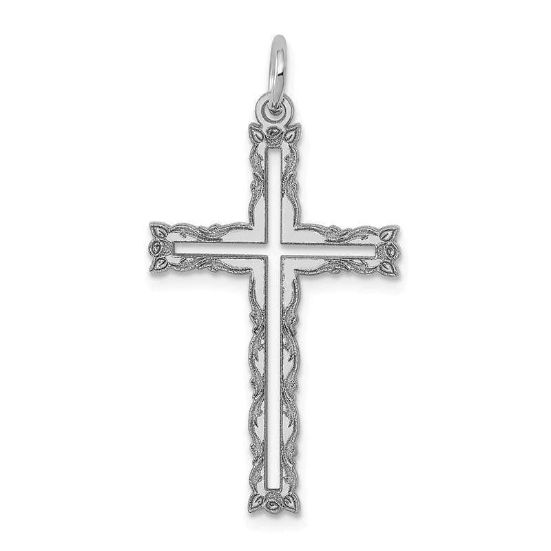 14K White Gold Laser Designed Cross Pendant - Seattle Gold Grillz