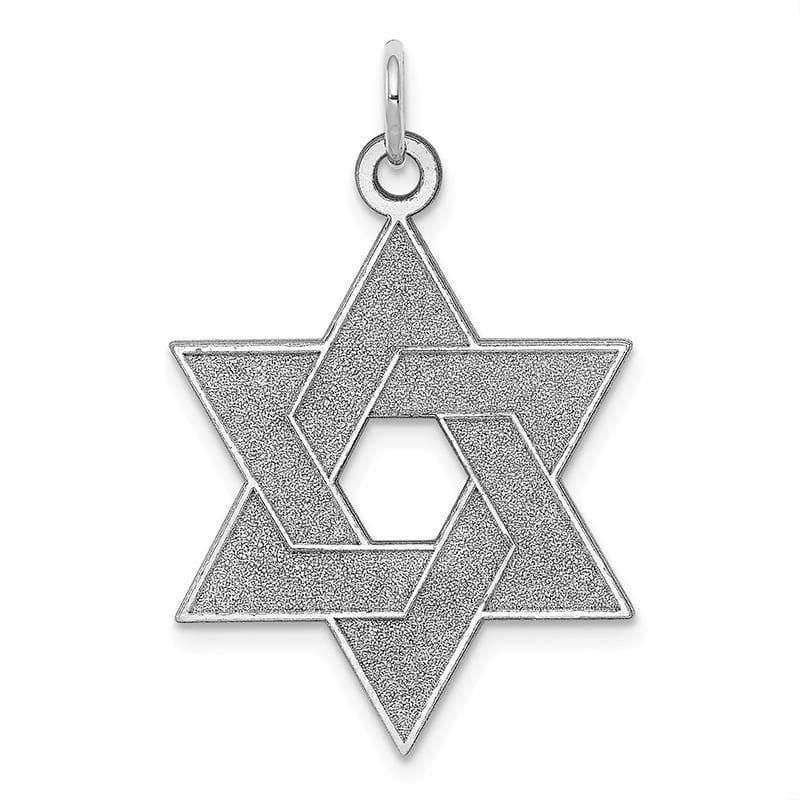 14K White Gold Laser Designed Star of David Pendant - Seattle Gold Grillz