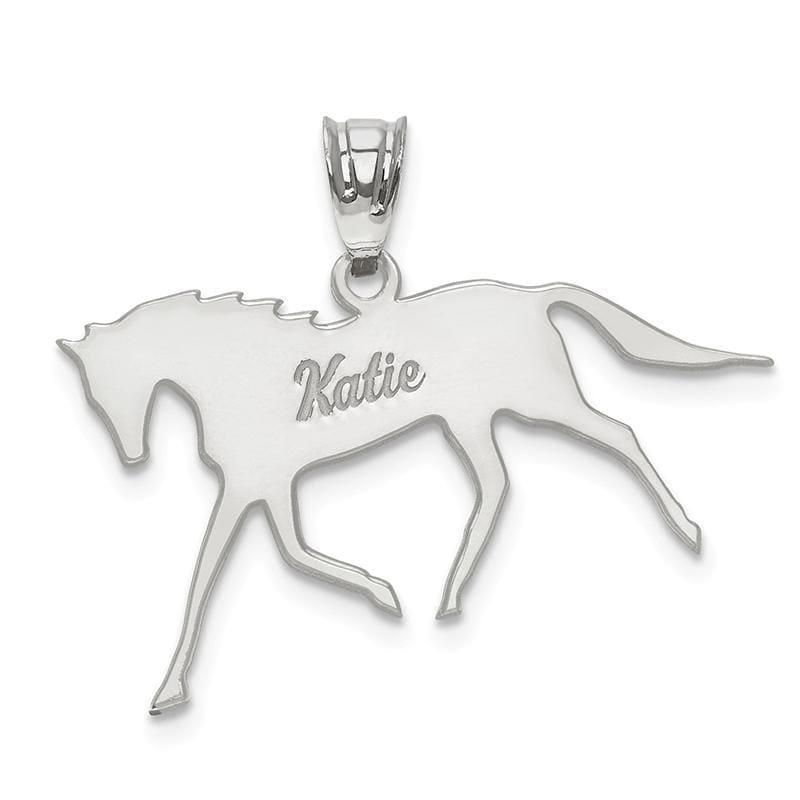14k White Gold Laser Polished Horse Name Pendant - Seattle Gold Grillz