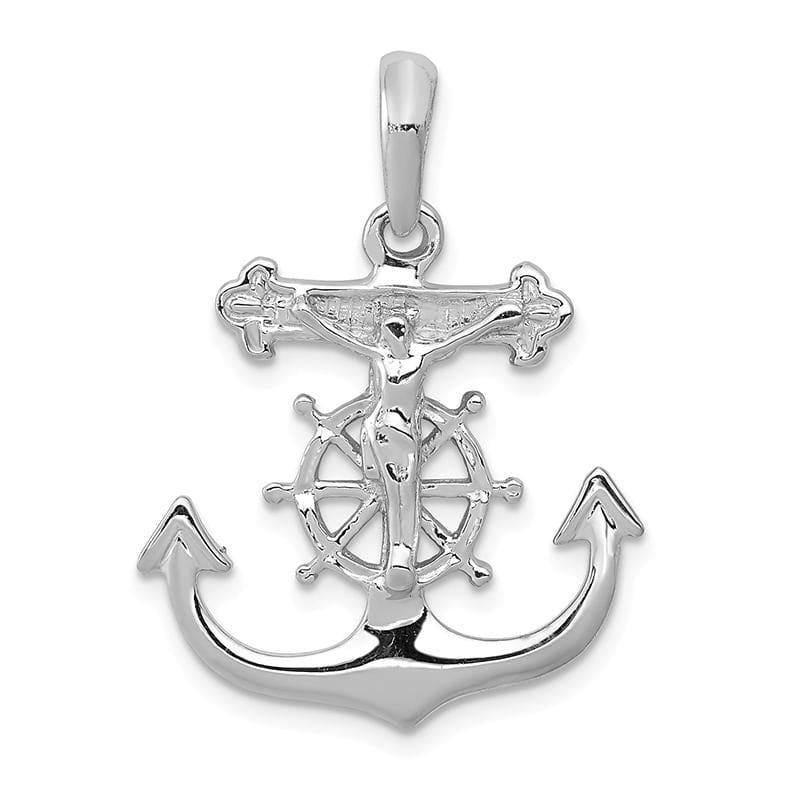 14k White Gold Mariner's Cross Pendant - Seattle Gold Grillz
