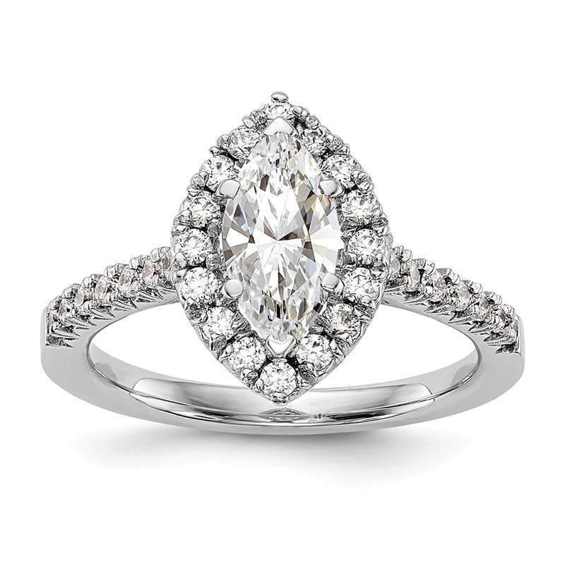 14k White Gold Marquise Halo Engagement Diamond Semi-mount Ring - Seattle Gold Grillz