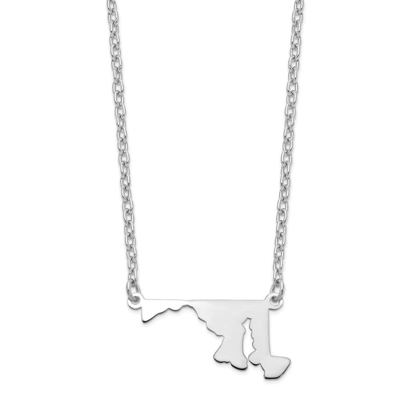 14k White Gold MD State Pendant with chain - Seattle Gold Grillz