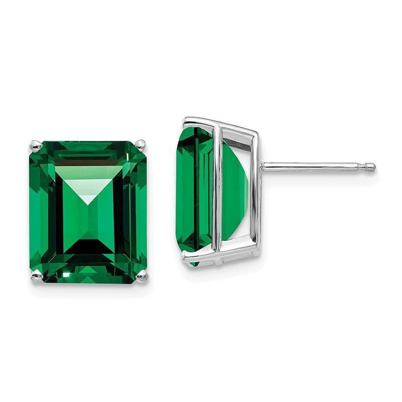 14k White Gold Mount St. Helens Emerald Stud Earrings - Seattle Gold Grillz