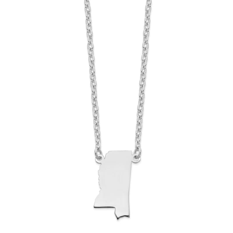 14k White Gold MS State Pendant with chain - Seattle Gold Grillz