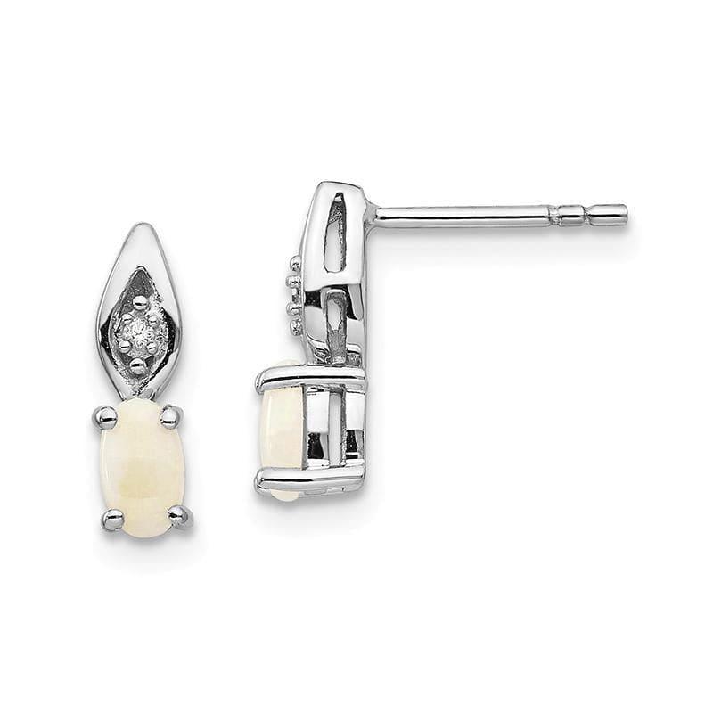 14k White Gold Opal Diamond Earring - Seattle Gold Grillz