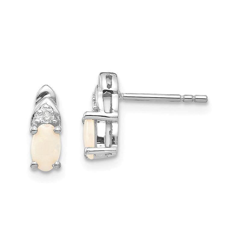 14k White Gold Opal Diamond Earring - Seattle Gold Grillz