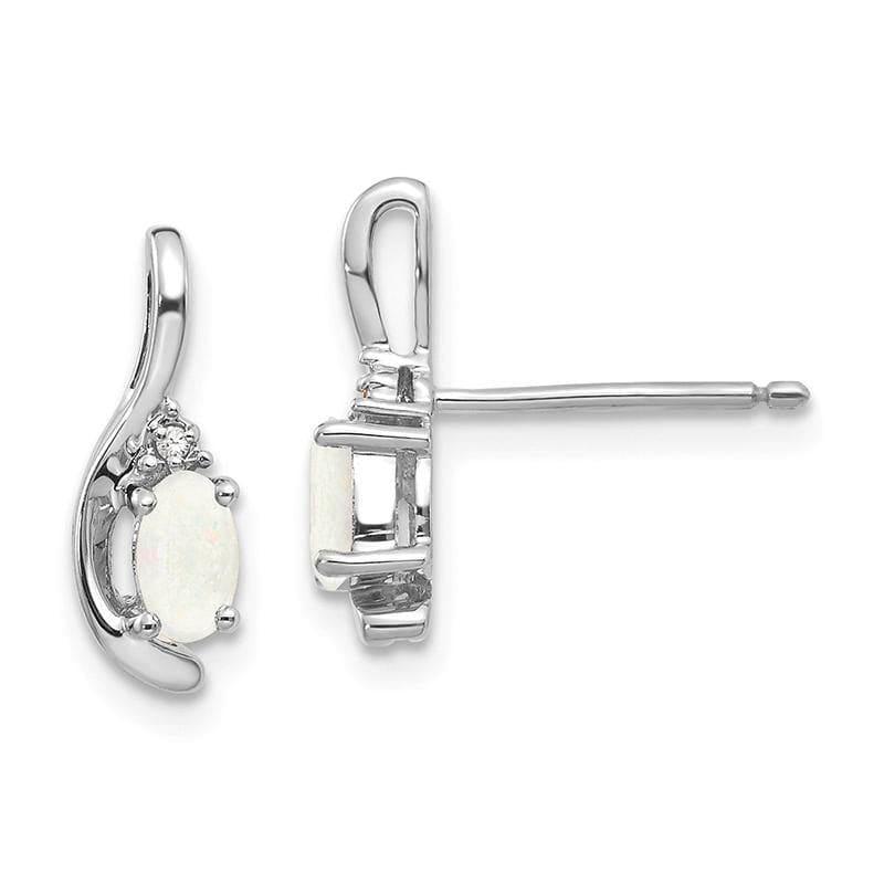 14k White Gold Opal Diamond Earring - Seattle Gold Grillz