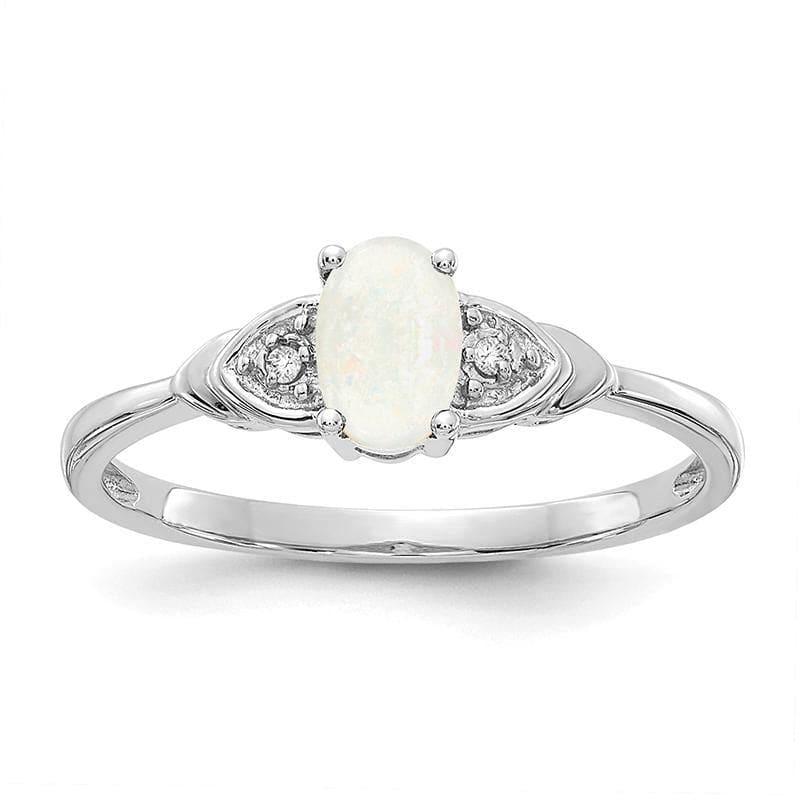 14k White Gold Opal Diamond Ring - Seattle Gold Grillz